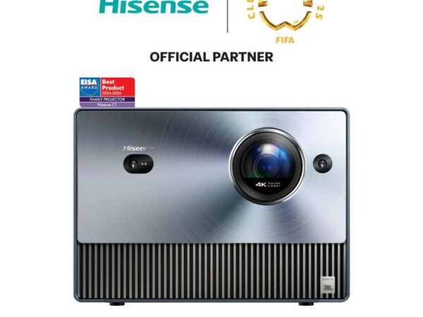 Hisense Mini Proiettore Triplo Laser 4K C1, da 65" fino a 300", Proiezione Tiro lungo, Smart TV VIDAA U6, Wifi, Bluetooth, Dolby Vision, Audio JBL Dolby Atmos, 1600 ANSI lumen