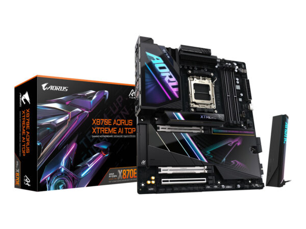 GIGABYTE X870E AORUS XTREME AI TOP Scheda madre - Supporta CPU AMD Ryzen serie 9000, VRM a 18+2+2 fasi, fino a 8800 MHz DDR5 (OC), 1xPCIe 5.0 M.2 + 3xPCIe 4.0 M.2, WI-FI 7, LAN 10 GbE, USB 4