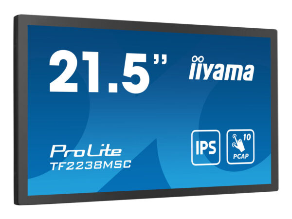 iiyama TF2238MSC-B1 visualizzatore di messaggi Pannello A digitale 55,9 cm (22") LED 600 cd/m² Full HD Nero Touch screen