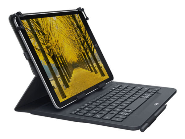 Logitech Universal Folio Cover iPad o Tablet con Tastiera Bluetooth Wireless, Per la maggior parte dei tablet da 9-10", iOS, ‎Android, Windows, ‎Italiano Qwerty, Nero