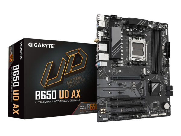 GIGABYTE B650 UD AX Scheda Madre - Supporta CPU AMD Ryzen Serie 9000, VRM a 6+2+2 fasi, fino a 7600MHz DDR5 (OC), 1x PCIe 5.0 + 2x PCIe 4.0 M.2, LAN GbE, Wi-Fi 6, USB 3.2 Gen 2