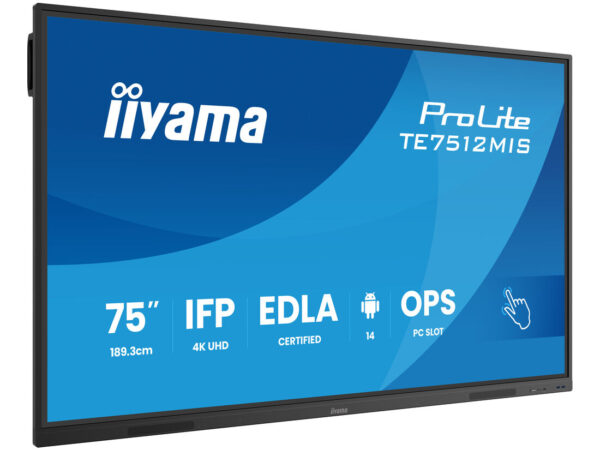 iiyama TE7512MIS-B4AG visualizzatore di messaggi Pannello piatto per segnaletica digitale 165,1 cm (65") LCD Wi-Fi 400 cd/m² 4K Ultra HD Nero Touch screen Processore integrato Android 11 24/7