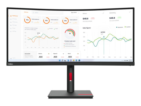 Lenovo ThinkVision T34w-30 LED display 86,4 cm (34") 3440 x 1440 Pixel Wide Quad HD Nero