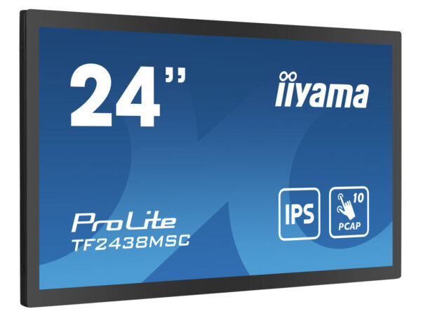 iiyama TF2438MSC-B1 visualizzatore di messaggi Pannello A digitale 61 cm (24") LED 600 cd/m² Full HD Nero Touch screen