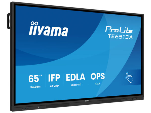 iiyama TE6513A-B1AG visualizzatore di messaggi Pannello piatto interattivo 163,8 cm (64.5") Wi-Fi 450 cd/m² 4K Ultra HD Nero Touch screen Processore integrato Android 18/7