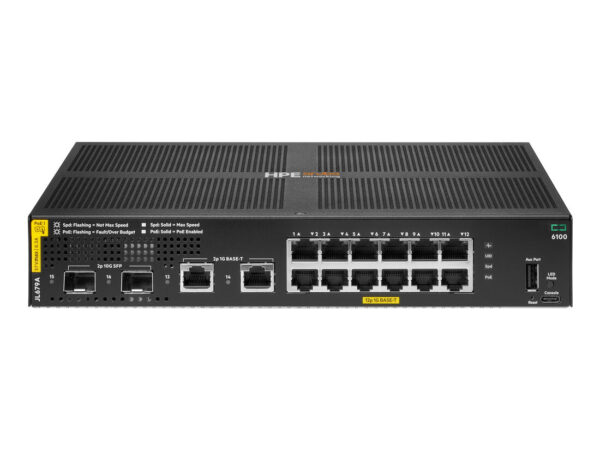 HPE Aruba Networking CX 6100 12G Class4 PoE 2G/2SFP+ 139W Switch