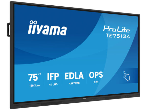 iiyama TE7513A-B1AG visualizzatore di messaggi Pannello piatto interattivo 190,5 cm (75") Wi-Fi 450 cd/m² 4K Ultra HD Nero Touch screen Processore integrato Android 18/7