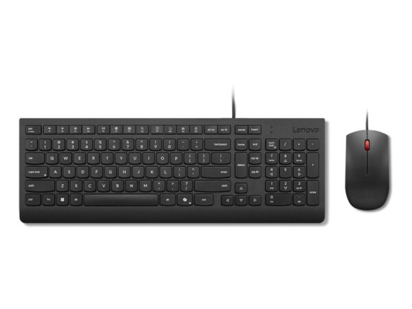 Lenovo Essential Wired Combo Black US Euro tastiera Mouse incluso Universale USB Nero