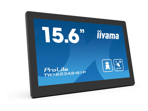 iiyama TW1623AS-B1P visualizzatore di messaggi Pannello piatto interattivo 39,6 cm (15.6") Wi-Fi 450 cd/m² Double Full HD Nero Touch screen Processore integrato Android 24/7