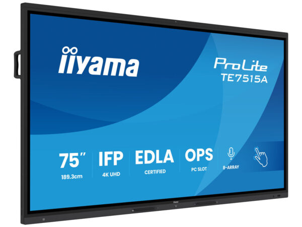 iiyama TE7515A-B1AG visualizzatore di messaggi Pannello piatto interattivo 189,2 cm (74.5") Wi-Fi 550 cd/m² 4K Ultra HD Nero Touch screen Processore integrato Android