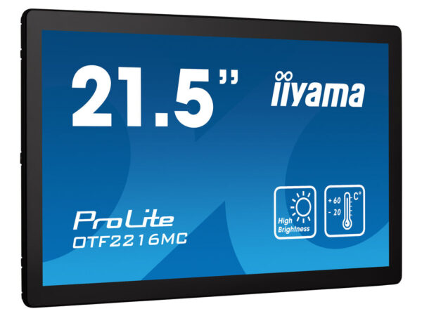 iiyama OTF2216MC-B1 visualizzatore di messaggi Pannello piatto per segnaletica digitale 55,9 cm (22") LCD 1100 cd/m² Full HD Nero Touch screen