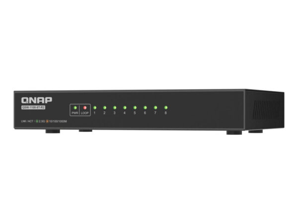 QNAP QSW-1108-8T-R2 switch di rete Non gestito 2.5G Ethernet (100/1000/2500) Desktop Nero