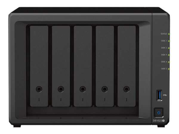 Synology DiskStation DS1522+ NAS Tower Ryzen Embedded R1600 8 GB DDR4 20 TB HDD DiskStation Manager Nero