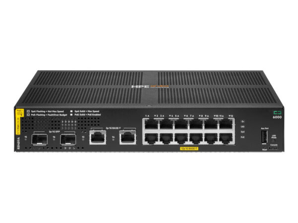 HPE Aruba Networking CX 6000 12G Class4 PoE 2G/2SFP 139W Switch