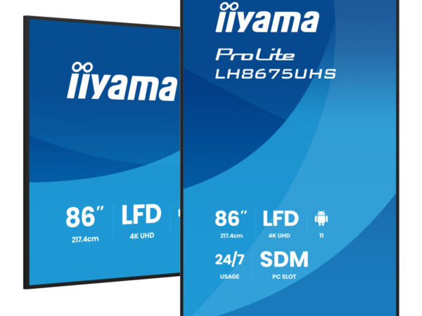 iiyama LH8675UHS-B2AG visualizzatore di messaggi Pannello piatto per segnaletica digitale 2,17 m (85.6") LCD Wi-Fi 500 cd/m² 4K Ultra HD Nero Processore integrato Android 11 24/7