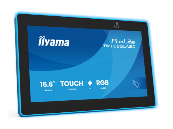 iiyama TW1625LASC-B3PNR visualizzatore di messaggi Pannello piatto interattivo 39,6 cm (15.6") LED Wi-Fi 450 cd/m² Full HD Nero Touch screen Processore integrato Android 24/7