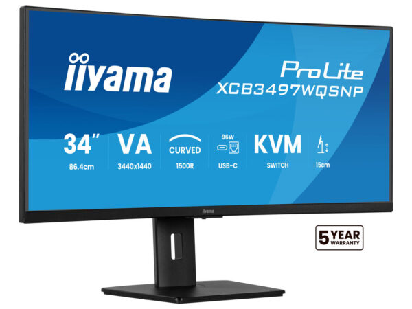 iiyama ProLite XCB3497WQSNP-B1 Monitor PC 86,4 cm (34") 3440 x 1440 Pixel UltraWide Quad HD LED Nero