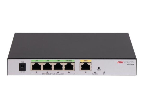 Hikvision DS-3WG105GP-SI router cablato Fast Ethernet, Gigabit Ethernet Nero, Grigio