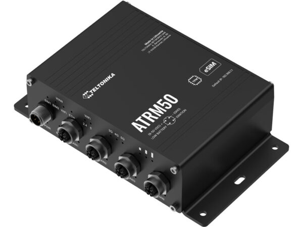 Teltonika ATRM50 5G Router for Transportation, Ultra-High Cellular Speeds, M12 CONNECTORS, DUAL SIM & eSIM, EN 45545-2 and EN 50155, PSU not included router wireless Gigabit Ethernet Dual-band (2.4 GHz/5 GHz) Nero