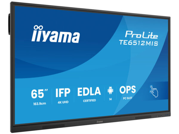iiyama TE6512MIS-B4AG visualizzatore di messaggi Pannello piatto per segnaletica digitale 165,1 cm (65") LCD Wi-Fi 400 cd/m² 4K Ultra HD Nero Touch screen Processore integrato Android 11 24/7