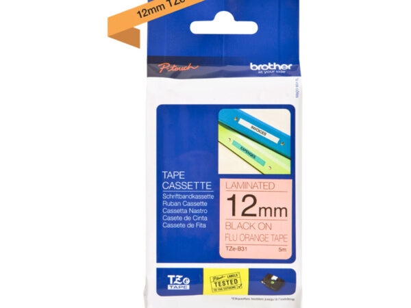 Brother TZE-B31 nastro per etichettatrice Nero su arancione fluorescente