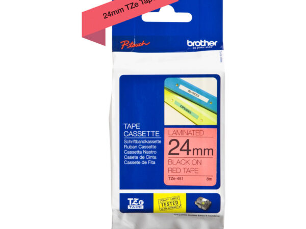 Brother TZE-451 nastro per etichettatrice Nero su rosso TZ