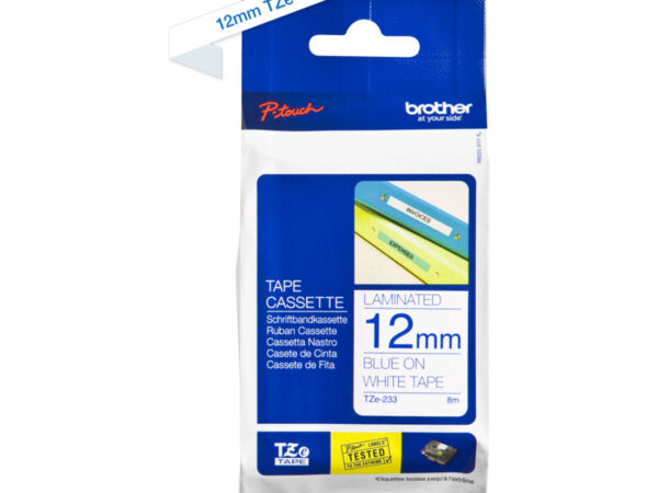 Brother TZE-233 nastro per etichettatrice Blu su bianco