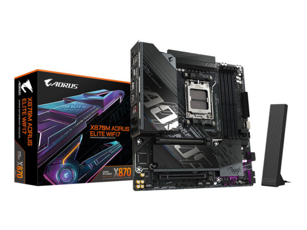 GIGABYTE X870M AORUS ELITE WIFI7 Scheda Madre - Supporta CPU AMD Ryzen 9000, VRM digitale a 14+2+2 fasi, fino a 8200 MHz DDR5 (OC), 1 x PCIe 5.0 + 1 x PCIe 4.0, Wi-Fi 7, LAN 2.5 GbE, USB 4