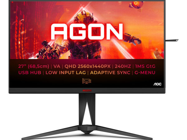 AOC AGON 5 AG275QZN/EU Monitor PC 68,6 cm (27") 2560 x 1440 Pixel Quad HD Nero, Rosso