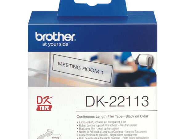 Brother DK-22113 nastro per etichettatrice Nero trasparente