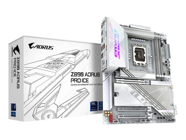 GIGABYTE Z890 AORUS PRO ICE Scheda Madre - Supporta CPU Intel Core Ultra (Serie 2), VRM a 16+1+2 fasi, fino a 9500MHz DDR5 (OC), 1xPCIe 5.0 + 4xPCIe 4.0, Wi-Fi 7, LAN 5GbE, Thunderbolt 4