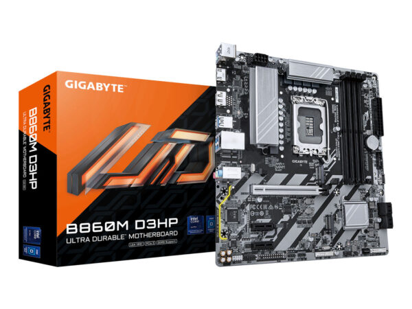 GIGABYTE B860M D3HP Scheda madre - CPU Intel Core Ultra, VRM a 4+1+2+1 fasi, fino a 9066MHz DDR5, 2xPCIe 4.0 M.2, LAN GbE, USB 3.2 Gen 1