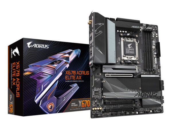 GIGABYTE X670 AORUS ELITE AX Scheda madre - Supporta AMD Ryzen 9000 Series CPUs, 16+2+2 Phases Digital VRM, up to 8000MHz DDR5 (OC), 1xPCIe 5.0 + 3xPCIe 4.0 M.2, Wi-Fi 6E, 2.5GbE LAN, USB 3.2 Gen 2x2