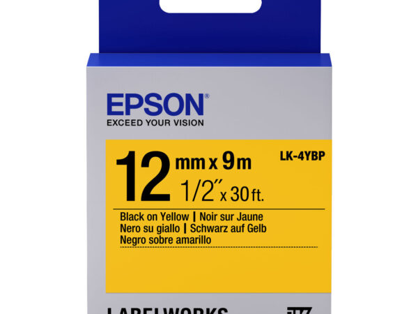 Epson Nastro fondo Pastello Giallo per testo Nero 12/9 LK-4YBP
