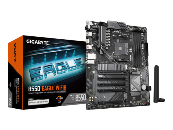GIGABYTE B550 EAGLE WIFI6 Scheda madre - CPU AMD Ryzen serie 5000 G, VRM a 10+3+1 fasi, fino a 3200 MHz DDR4, 1xPCIe 4.0 + 1xPCIe 3.0 M.2, LAN 1GbE, WIFI 6, USB 3.2 Gen 2