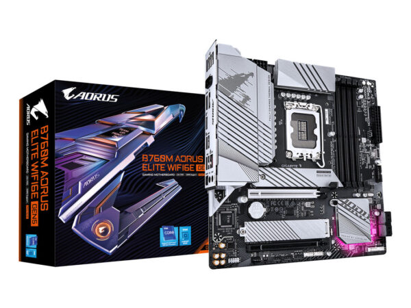GIGABYTE B760M AORUS ELITE WIFI6E GEN5 Scheda Madre - Compatibile con CPU Intel Core 14ª generazione, VRM digitale a 12+1+1 fasi, fino a 5600 MHz DDR5, 2 x M.2 PCIe 4.0, Wi-Fi 6E, LAN 2.5 GbE, USB 3.2 Gen 2x2