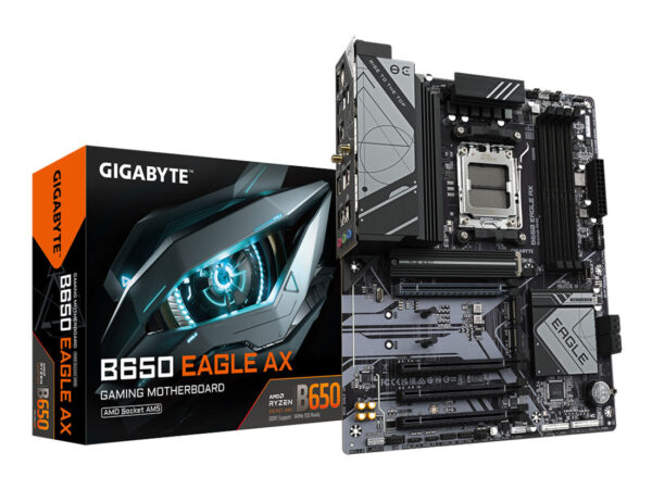 GIGABYTE B650 EAGLE AX Scheda madre - AMD Ryzen serie 9000, VRM a 12+2+2 fasi, fino a 7600 MHz DDR5 (OC), 1xPCIe 5.0 + 2xPCIe 4.0 M.2, LAN GbE, WIFI 6E, USB 3.2 Gen 2