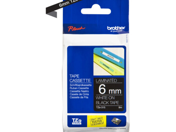 Brother TZE315 nastro per etichettatrice Bianco su nero TZe