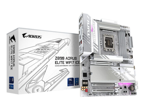 GIGABYTE Z890 AORUS ELITE WIFI7 ICE Scheda Madre - Supporta CPU Intel Core Ultra (Serie 2), VRM a 16+1+2 fasi, fino a 8800MHz DDR5 (OC), 1xPCIe 5.0 + 3xPCIe 4.0, Wi-Fi 7, LAN 2.5GbE, Thunderbolt 4
