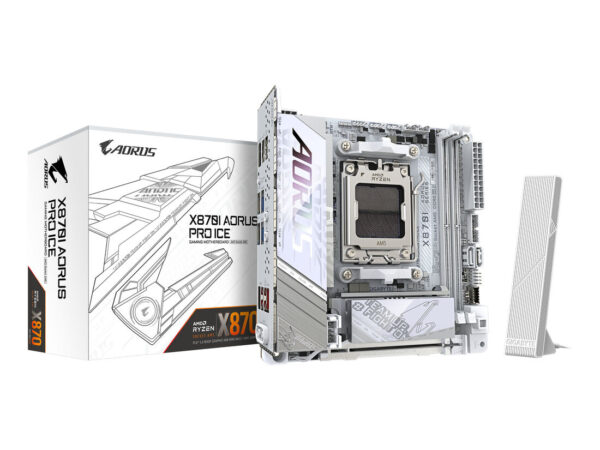 GIGABYTE X870I AORUS PRO ICE Scheda madre - Supporta CPU AMD Ryzen serie 9000, VRM a 8+2+1 fasi, fino a 8400 MHz DDR5 (OC), 1xPCIe 5.0 M.2 + 1xPCIe 4.0 M.2, WI-FI 7, LAN 2,5 GbE, USB 4