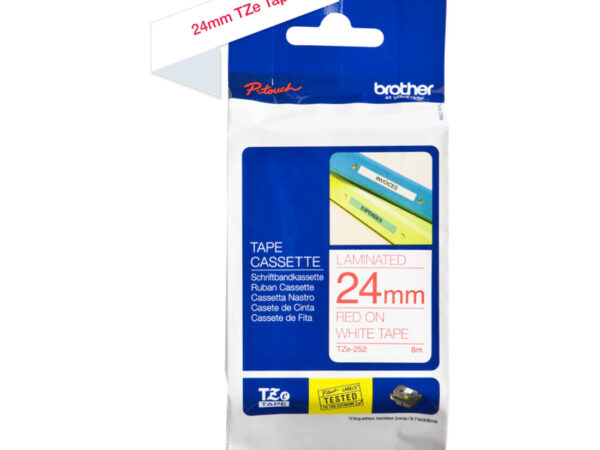 Brother TZE-252 nastro per etichettatrice Rosso su bianco