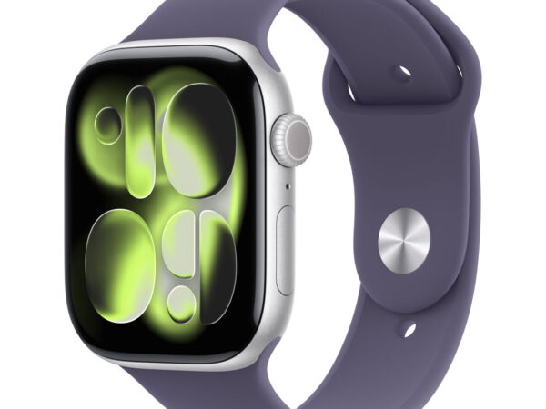 Apple Watch Series 11 GPS 46mm Cassa Alluminio Argento con Sport Band Viola Nebbia - M/L