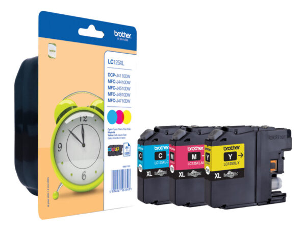 Brother LC125XLRBWBP cartuccia d'inchiostro 3 pz Originale Ciano, Magenta, Giallo