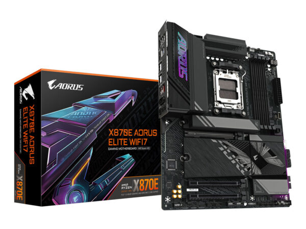 GIGABYTE X870E AORUS ELITE WIFI7 Scheda Madre - Supporta CPU AMD Ryzen 9000, 16+2+2 fasi VRM digitali, fino a 8000Hz DDR5 (OC), 3xPCIe 5.0 + 1xPCIe 4.0, Wi-Fi 7, LAN 2.5GbE, USB 4