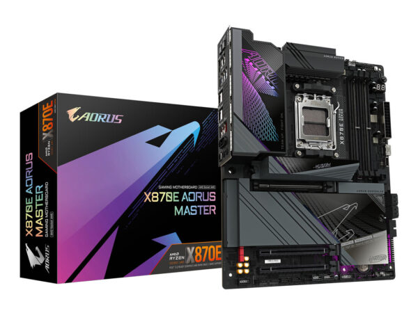 GIGABYTE X870E AORUS MASTER Scheda Madre - Supporta CPU AMD Ryzen 9000, 16+2+2 fasi VRM digitali, fino a 8600MHz DDR5 (OC), 3xPCIe 5.0 + 1xPCIe 4.0, Wi-Fi 7, LAN 5GbE, USB 4
