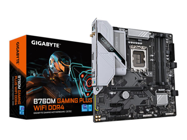 GIGABYTE B760M GAMING PLUS WIFI DDR4 Scheda madre - Supporta CPU Intel Core di 14a generazione, VRM a 4+1+1 fasi, fino a 5333 MHz DDR4 (OC), 2xPCIe 4.0 M.2, Wi-Fi 6, LAN 1 GbE, USB 3.2 Gen 1
