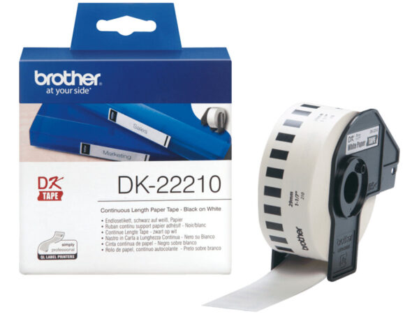 Brother DK-22210 nastro per etichettatrice Nero su bianco