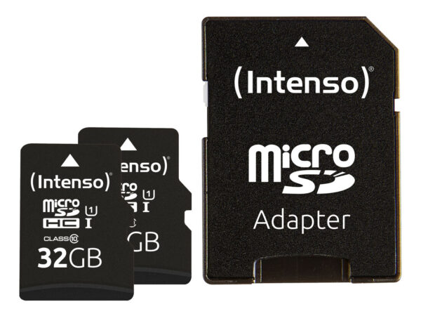 Intenso Doppelpack microSDHC 32GB UHS-I Premium inkl. SD-Adapter - High Capacity SD (MicroSDHC) Classe 10