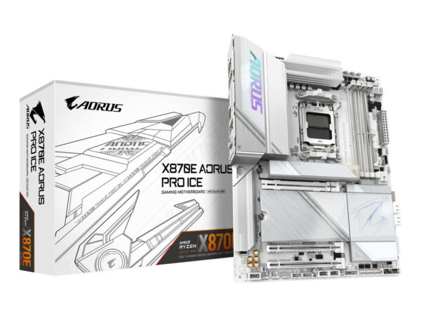 GIGABYTE X870E AORUS PRO ICE Scheda Madre - Supporta CPU AMD Ryzen 9000, 16+2+2 Fasi VRM Digitale, fino a 8000MHz DDR5 (OC), 3xPCIe 5.0 + 1xPCIe 4.0, Wi-Fi 7, 2.5GbE LAN, USB 4