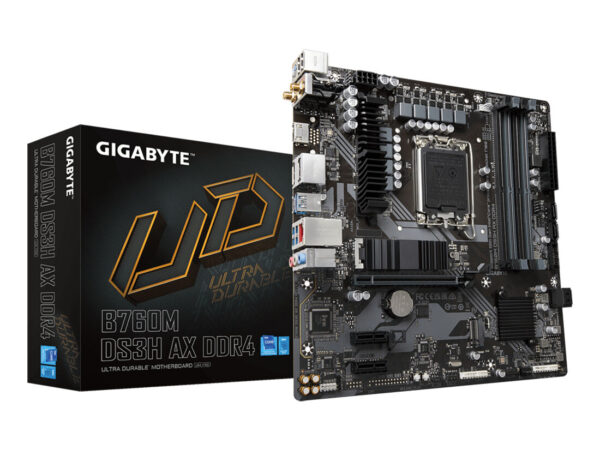 GIGABYTE B760M DS3H AX DDR4 Scheda madre - Supporta CPU Intel Core di 14a generazione, VRM digitale a 6+2+1 fasi, fino a 5333MHz DDR4 (OC), 2xPCIe 4.0 M.2, Wi-Fi 6E, LAN 2.5GbE, USB 3.2 Gen2